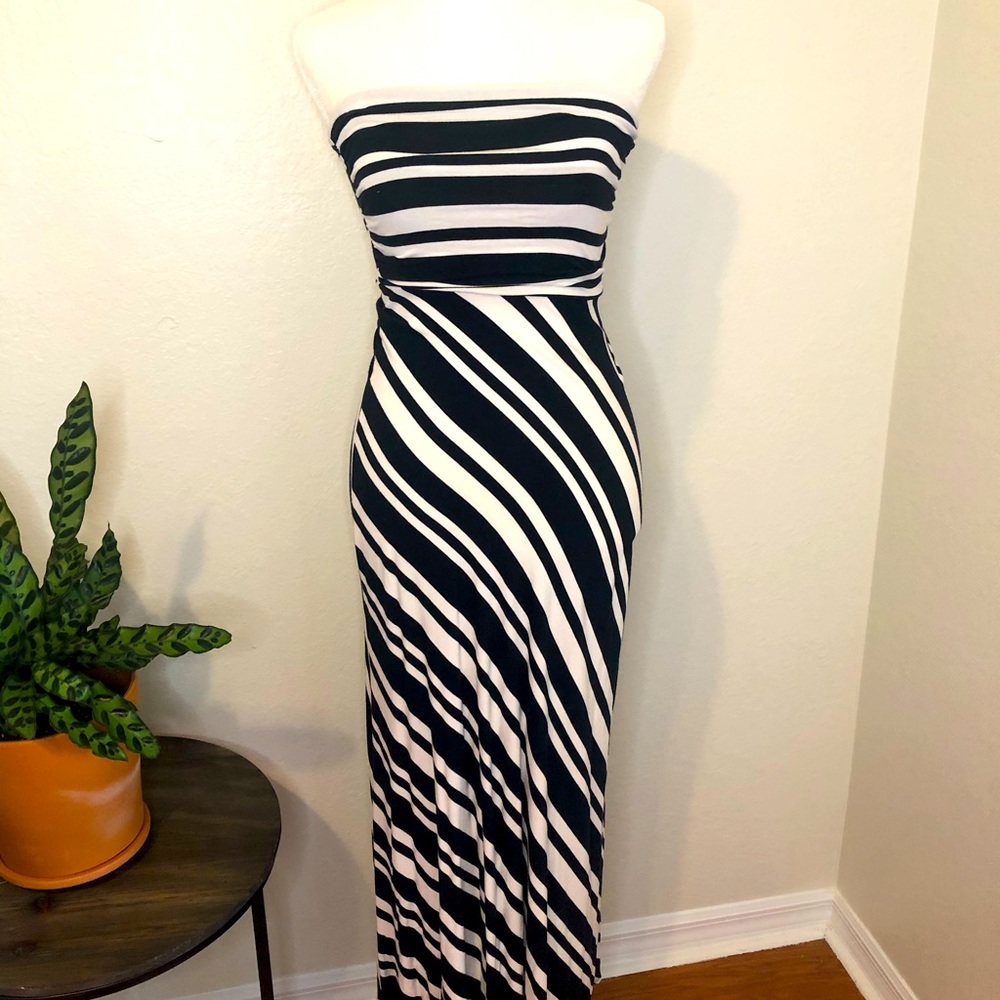 Navy and white striped maxi dress Banana Republic